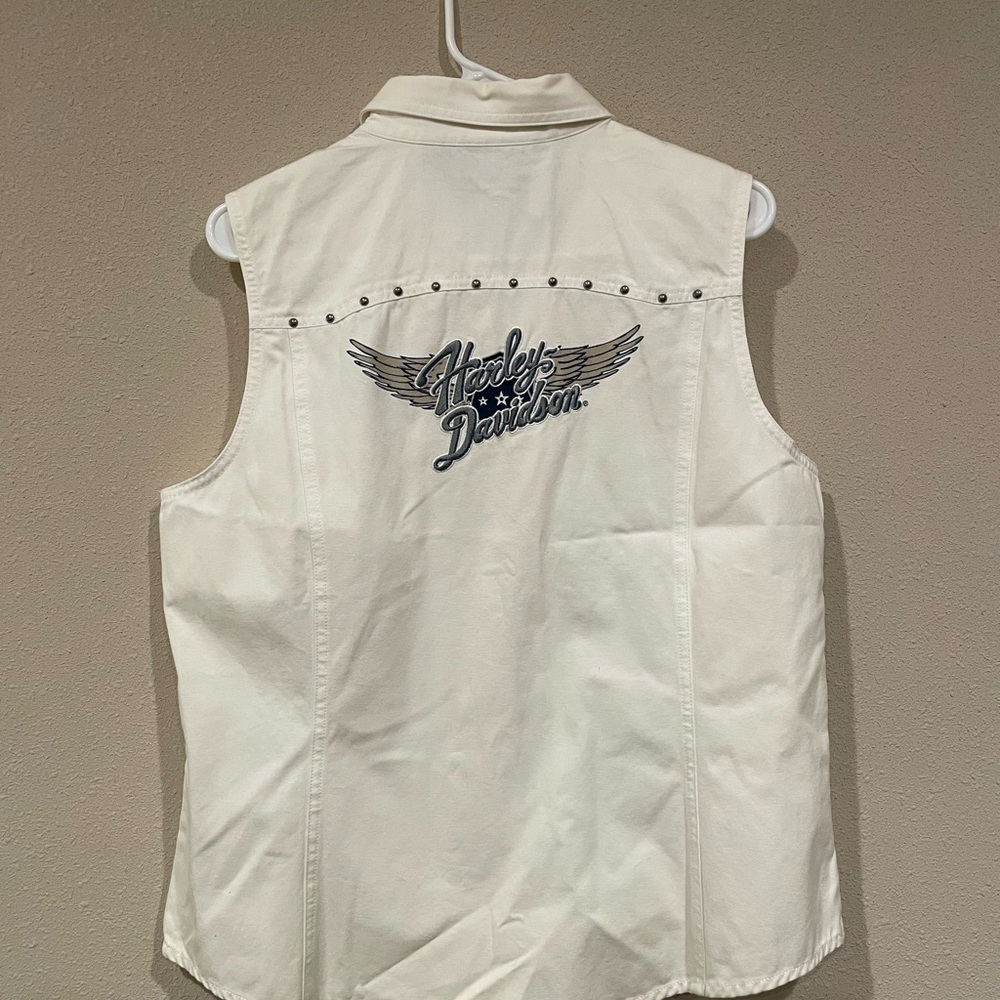 Harley-Davidson Cream Embroidered Shirt - Picture 4 of 5